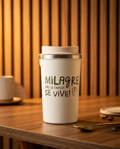 Copo térmico da coleção do Instituto Milagres